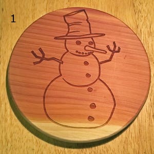 5&quot; Round Slotted Snowman Basket Base, 1/2&quot; thick, In Your Choice of Cherry or Red Cedar
