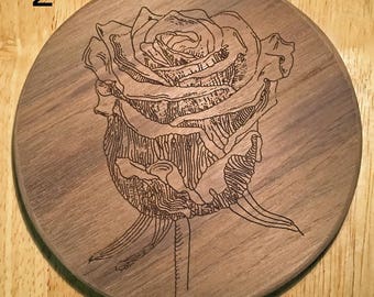 5" Slotted Walnut Basket Base, Rose, 1/2” Thick