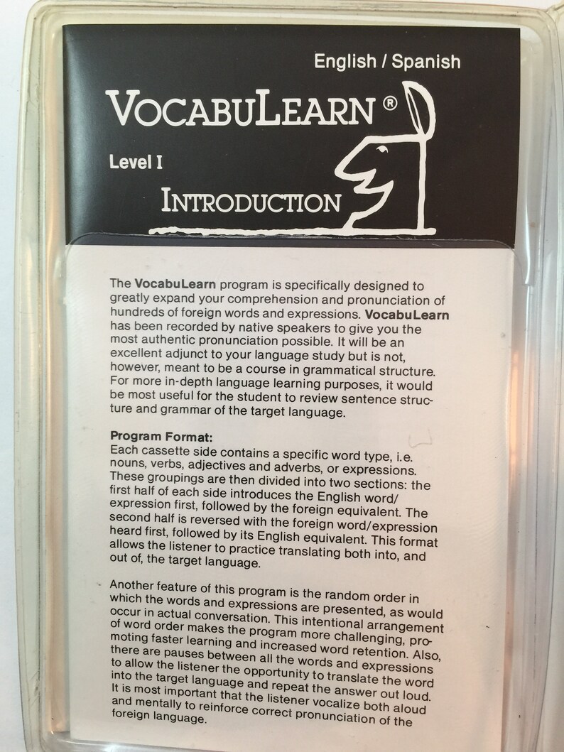 Vocabulearn Spanish English Level I 2 90 Minute Cassettes 1986 Language Lessons Spanish English - 