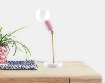 Gold and Blush Pink Modern Bedside Lamp | Modern Lighting