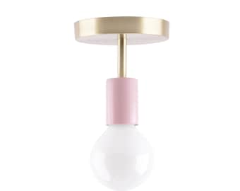 Blush Pink and Brass Semi Flush Mount Ceiling Light Fixture | Modern Lighting Fixtures