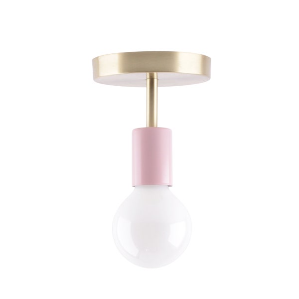Blush Pink and Brass Semi Flush Mount Ceiling Light Fixture | Modern Lighting Fixtures