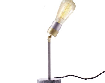 Dimmable Mixed Metal Industrial Desk Lamp with Swivel | Modern Lighting