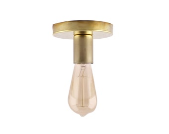 Small Brass Semi-Flush Mount Ceiling Light: Modern Entryway Lighting
