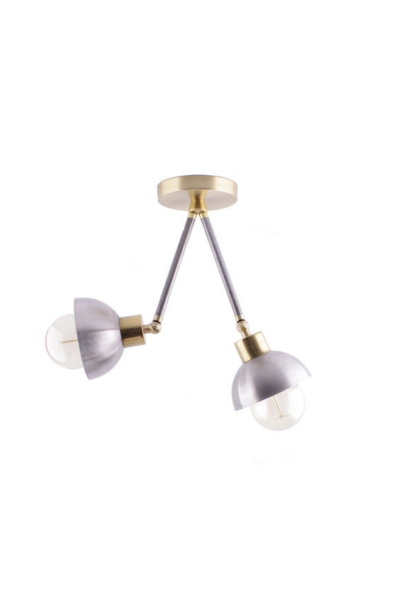 Adjustable 2 Light Ceiling Light Fixture Modern Ceiling Light Mixed Metal Rustic Lighting Modern Industrial Ceiling Light