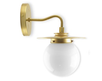 Mid-Century Modern Sconce Lighting Fixture with 6-Inch Milk Glass Globe- Modern Lighting - Wall Sconce Light