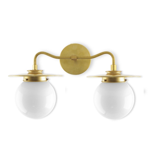 Double Wall Sconce Light with 6-inch Milk Glass globe Shades- Mid Century Modern Vanity Light - Wall light
