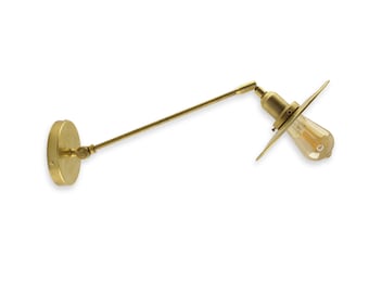 Articulating Sconce Lighting Fixture with 8-Inch Brass Shade- Modern Industrial Lighting - Adjustable Factory Wall Sconce Light