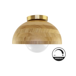 Bamboo Wood Ceiling Light | Flush Mount Ceiling Light | Boho Lighting | Scandinavian Modern Farmhouse Lighting | Foyer Lighting | Boho Light