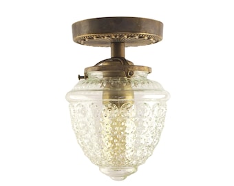 Cast Brass Acorn Flush Mount Light: Vintage Hallway Lighting