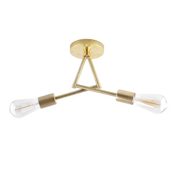 Criss Cross 2 Light Semi Flush Mount Ceiling Lighting Modern Criss Cross 2 Light Semi Flush Mount, Brass Lighting Fixtures Ceiling