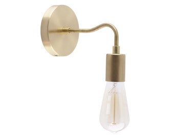 Curved Brass Edison Wall Sconce | Modern Lighting Fixtures | Vintage style sconce | vanity light | Brass Light fixture | Edison Bulb Light