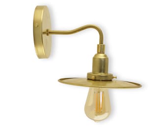 Modern Industrial Sconce Lighting Fixture with 8-Inch Brass Shade- Modern Industrial Lighting - Factory Wall Sconce Light