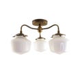 Vintage Brass Schoolhouse Chandelier: 3-Light Ornate Ceiling Fixture