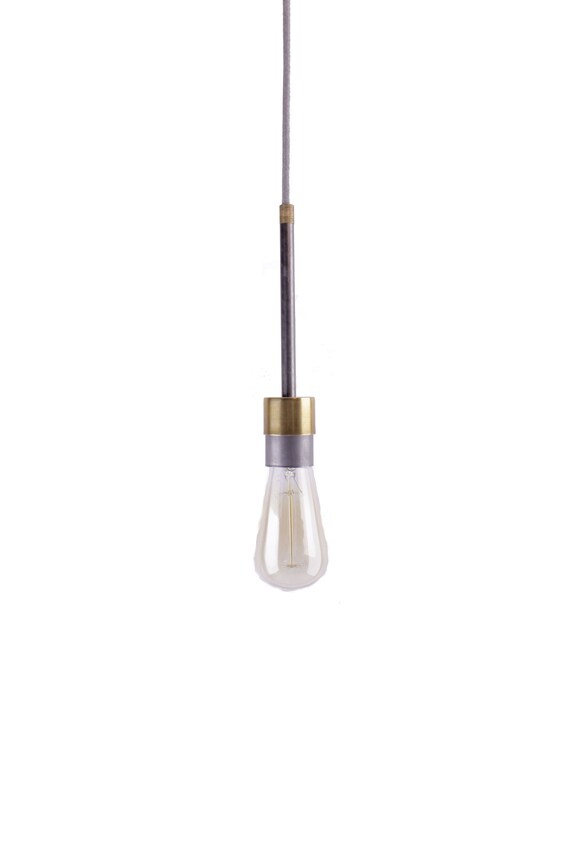 Mixed Metal Industrial Pendant Light Fixture Metal Rustic Etsy