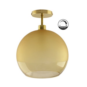 12 inch Semi Flush Mount Gold Globe Ceiling Light Fixture | Globe Light Fixture | Brass Ceiling Light Foyer Lighting | Modern light Fixtures