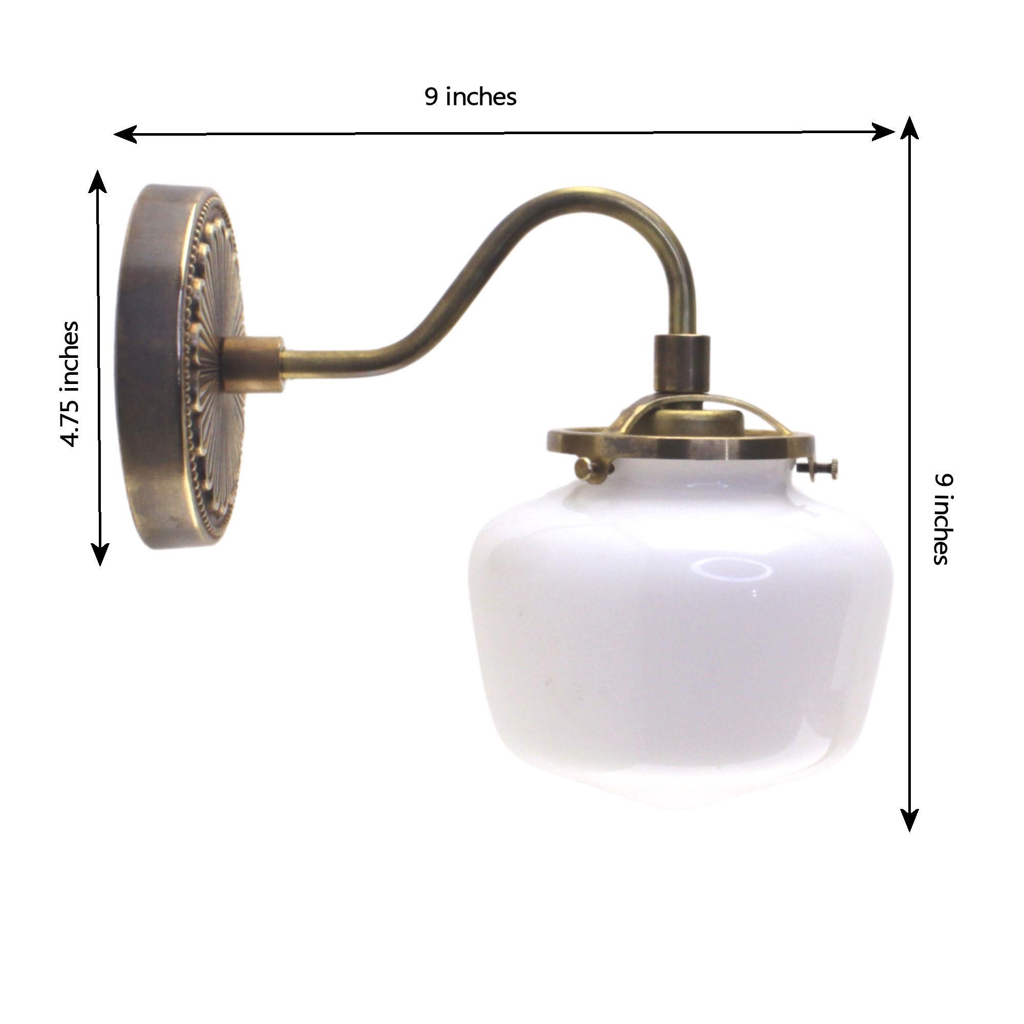 Cast Brass Schoolhouse Wall Sconce: Victorian Milk Glass Lighting - Etsy