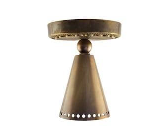Cast Brass Cone Spotlight – Vintage Monopoint Ceiling Light, Ornate Canopy