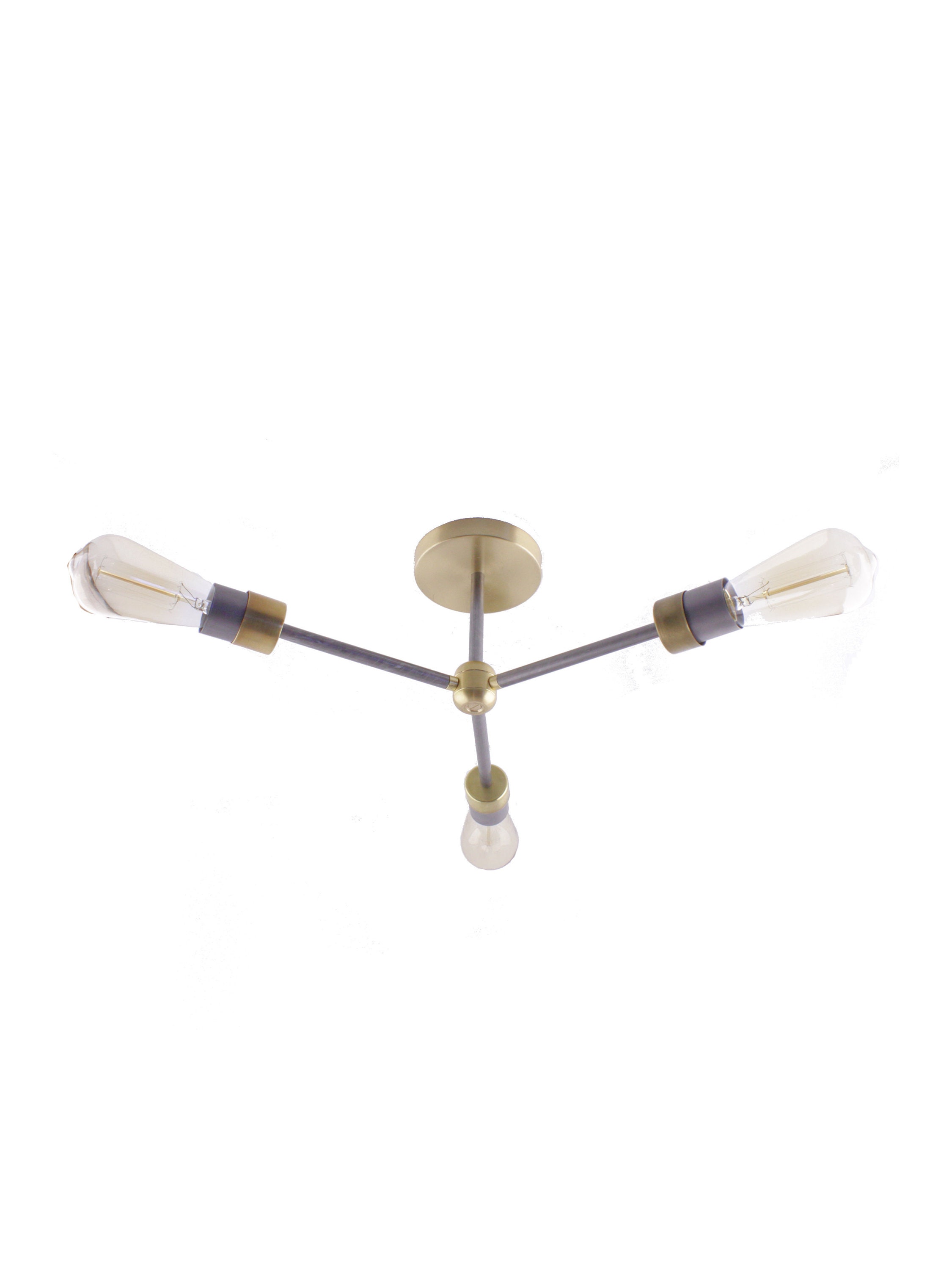Mixed Metal 3 Arm Sputnik Chandelier Mid Century Modern Etsy