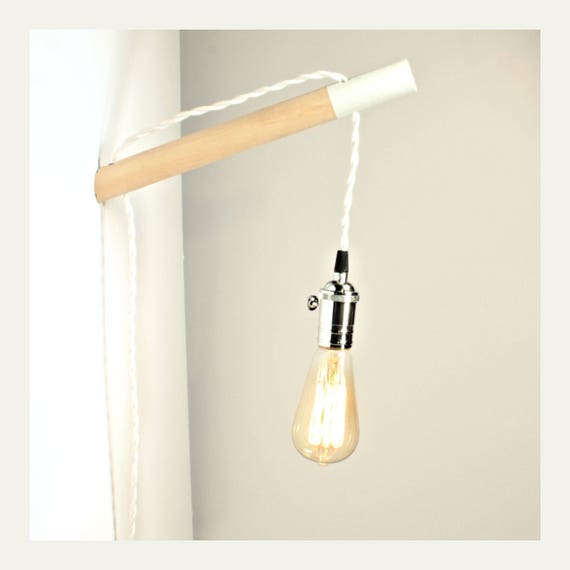 Minimalist Sconce Plug In Wall Wood Lamp Light Image 0