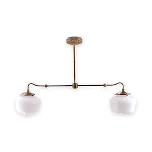 35 - Inch Linear Chandelier with Two 8-Inch Schoolhouse Shades