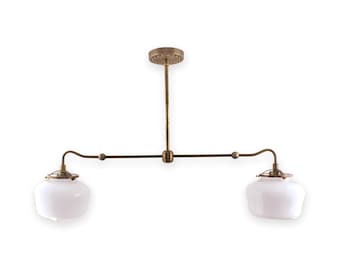 35 - Inch Linear Chandelier with Two 8-Inch Schoolhouse Shades