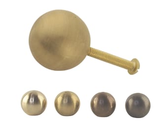 Handmade Solid Brass Knob: 1-Inch Round Cabinet Knob