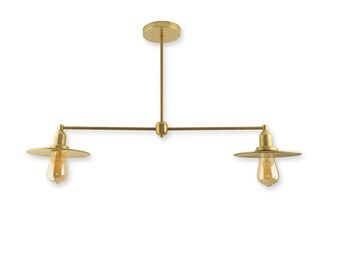 Modern Chandelier Factory Light With Industrial Brass Shades - Chandelier Lighting Dining Room / Kitchen Island Lighting