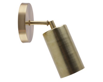 Articulating Brass Wall Sconce Spotlight: Mid-Century Modern Task Lighting