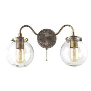Double Clear Glass Globe Pull Chain Sconce - Vintage Style Lighting