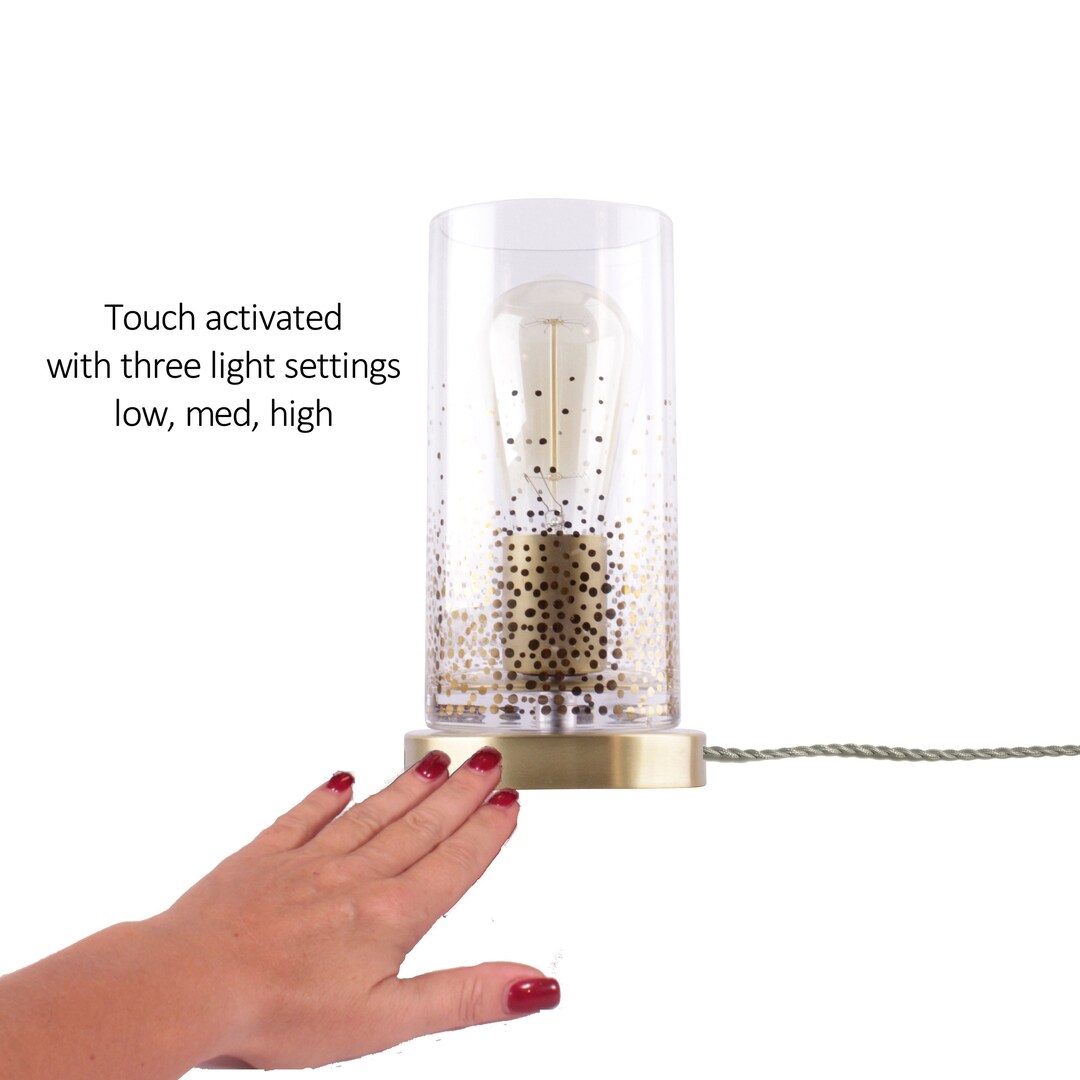 Gold Side Table Lamp Modern Lighting Touch Lamp Bedside Etsy