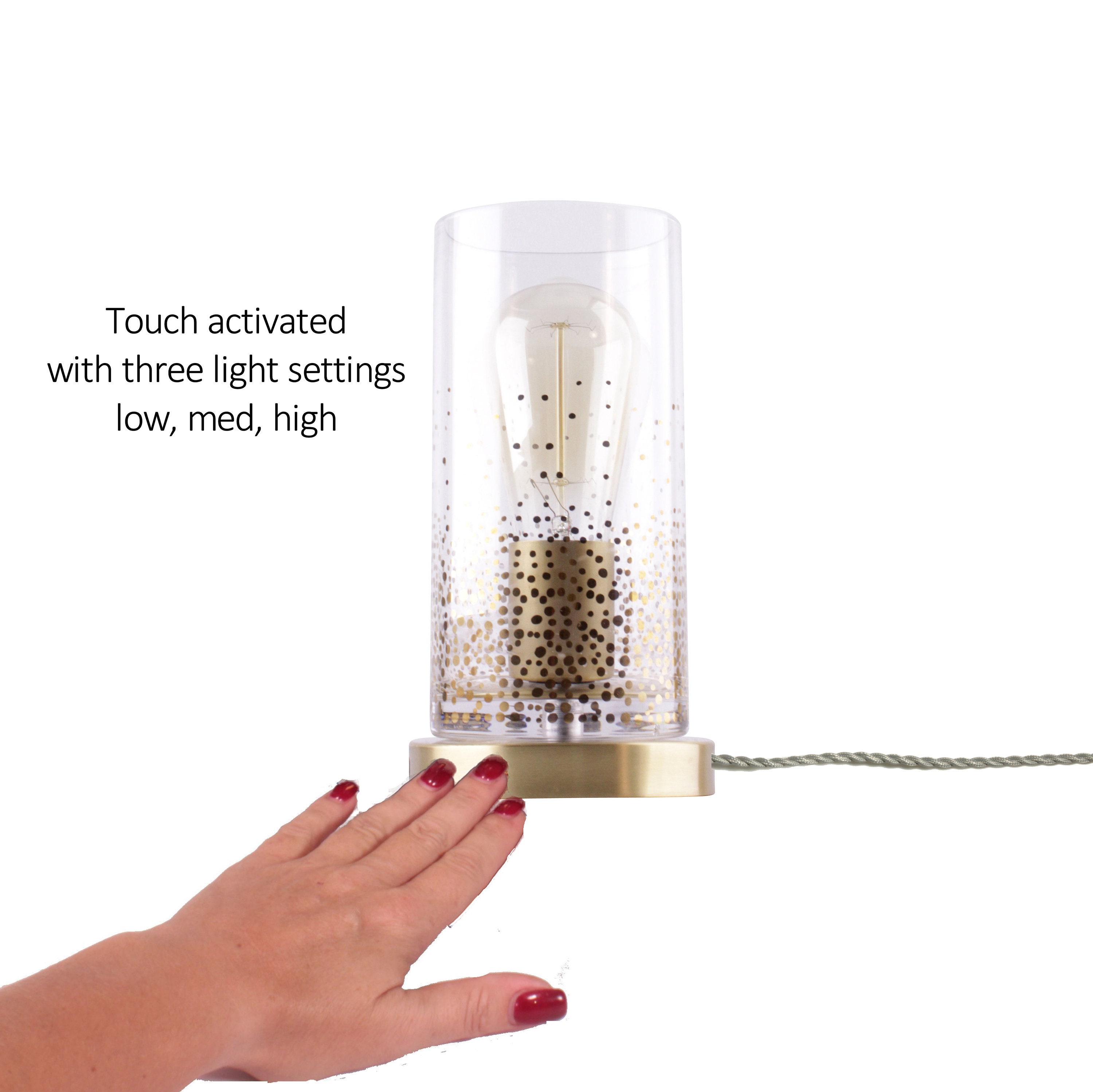 Gold Side Table Lamp Modern Lighting Touch Lamp Bedside Etsy