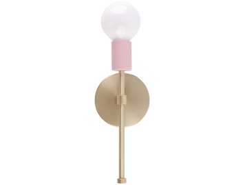 custom listing for Casey - 2- 22 inch pink and brass sconce