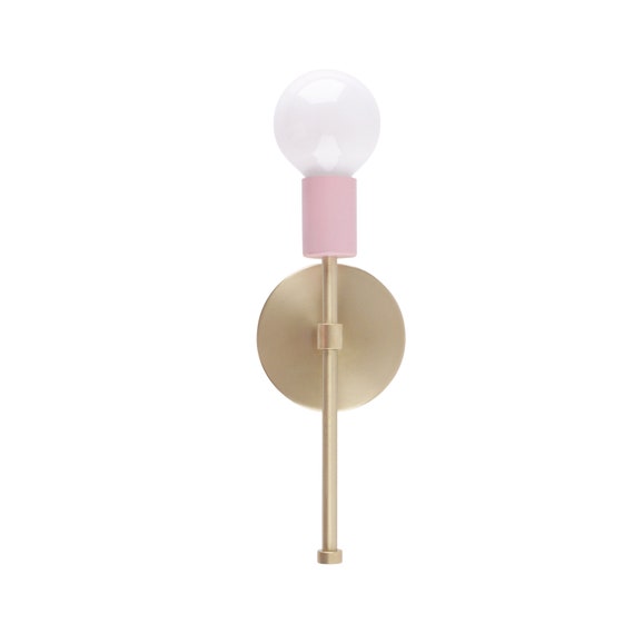 Blush Pink and Brushed Brass Modern Wall Sconce | Modern Lighting Fixture