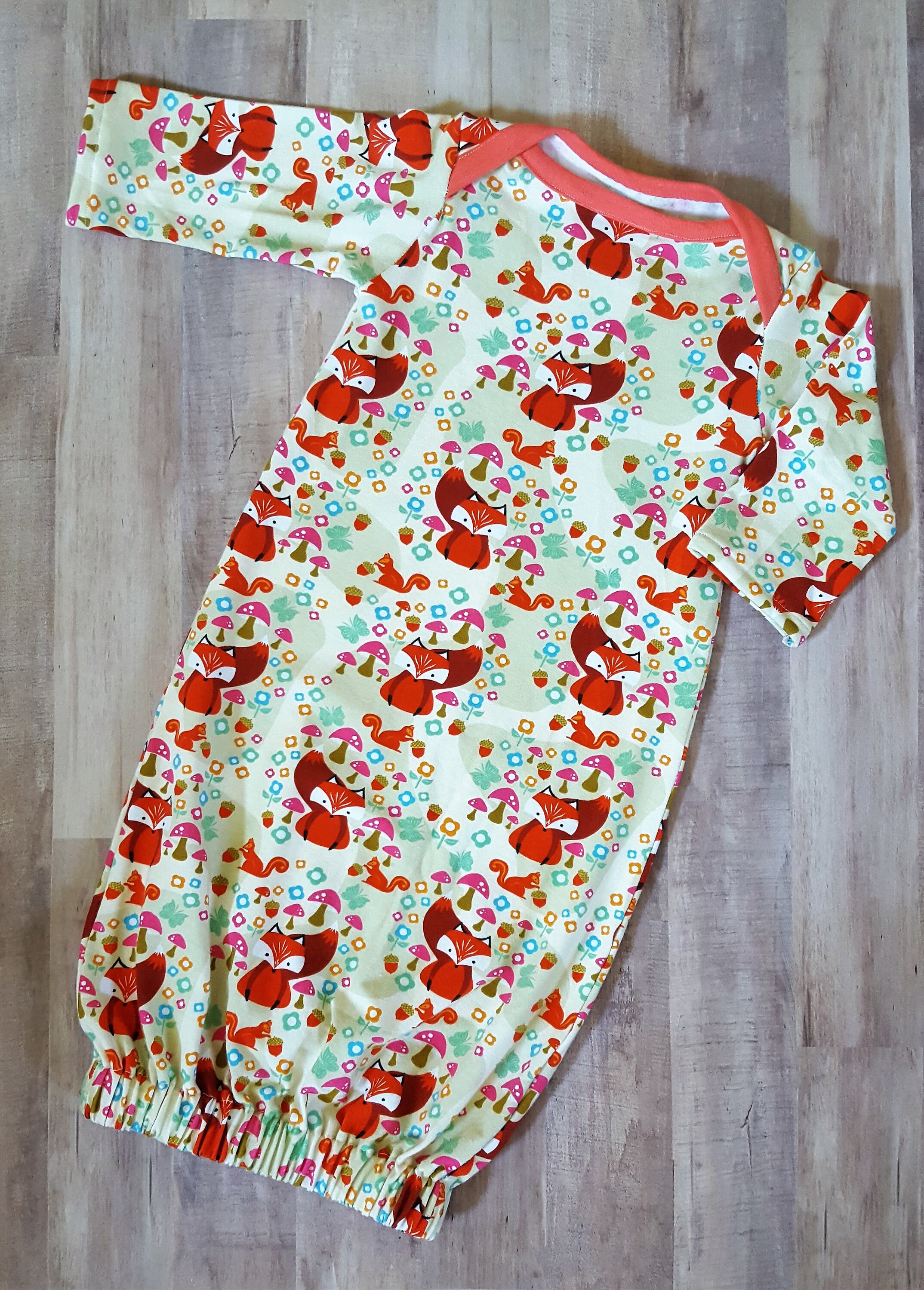 Fox Infant Gown Fall Baby Clothes Pink Foxes Newborn Etsy