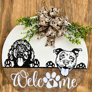 Personalized Dog Pet Welcome Door Hanger/Welcome Front Door Signs/Outdoor Decor/Gifts/Custom/Doodle/House Warming/Wedding/Relator Gift