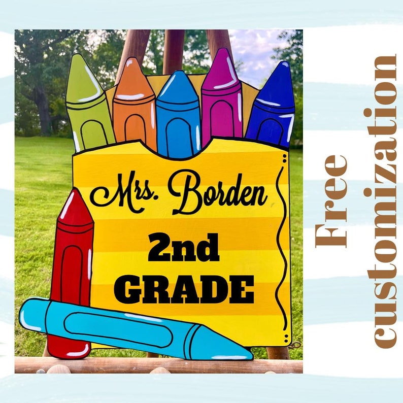 Teacher Crayon Box Door Hanger/door Sign/door Etsy