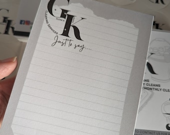 Small business logo personalised easy tear handmade notepad A5, A6