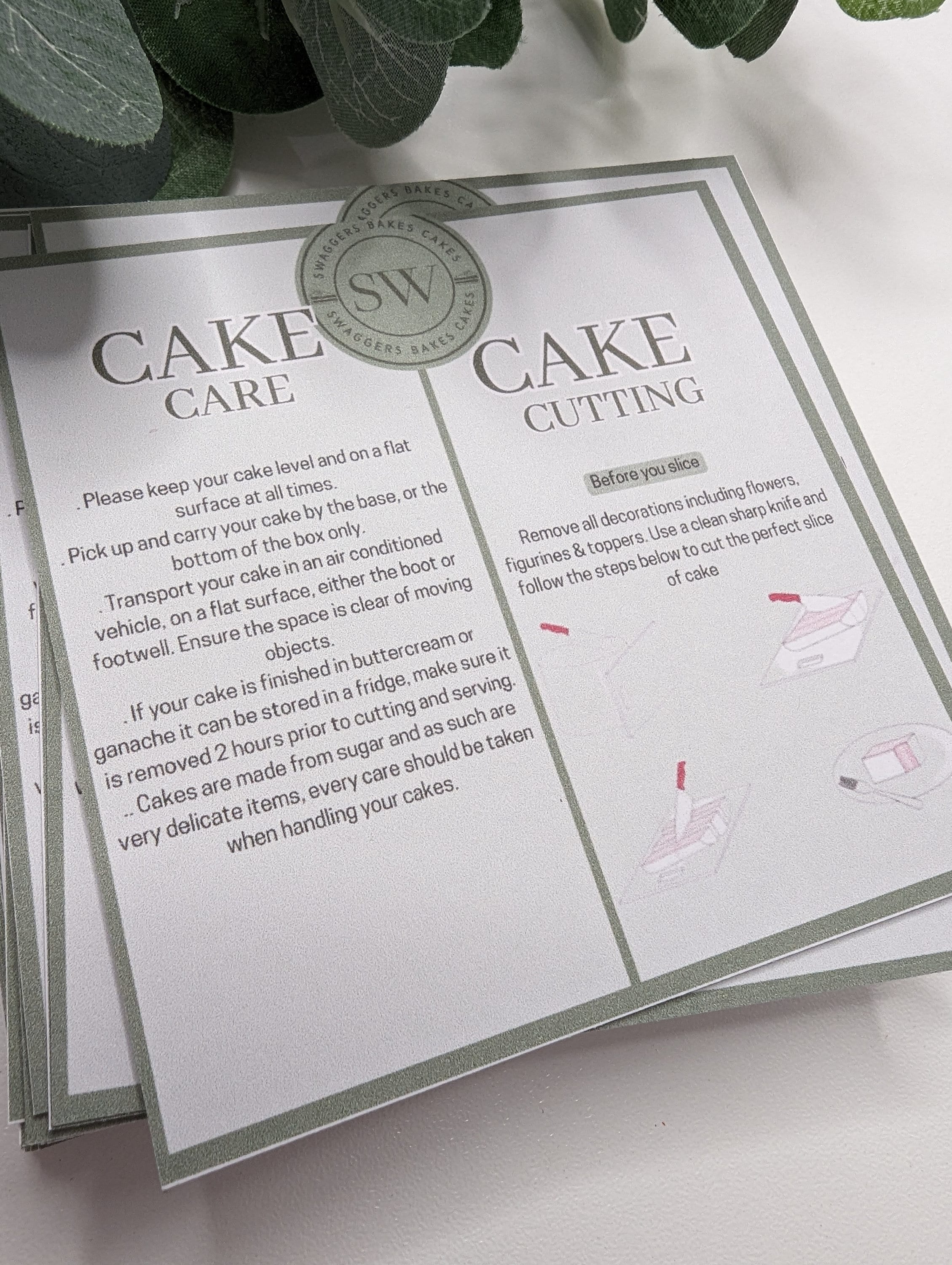 Square 300gsm Cake Care/cutting Guide Cards - Etsy UK