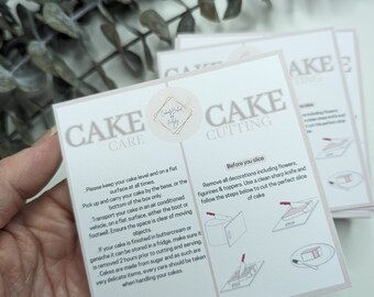 Square 300gsm cake care/cutting guide cards