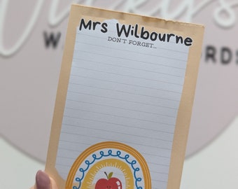 Teacher thank you, end of year gift, Tear off gummed notepad