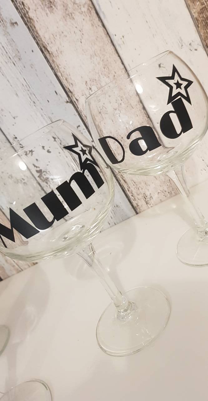 Personalised vinyl gin glass rose gold Mum Nanna Etsy