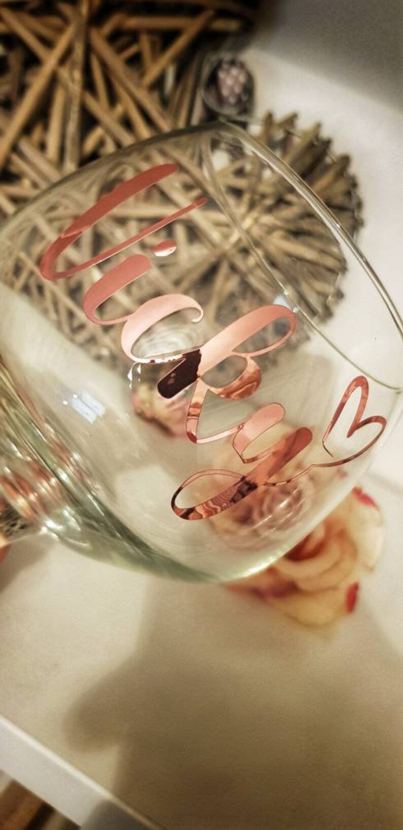 Personalised vinyl gin glass rose gold Mum Nanna Etsy