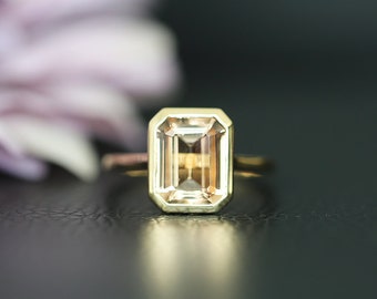 10 x 8 mm VS Smaragd geschnitten, natürliche rosa Morganit Verlobungsring, Morganit Ring, solide 14K Gelbgold Ring, Ehering, Jahrestag Ring,