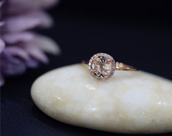 Rose Gold Natural Morganite Ring Bezel 14K Gold Morganite Ring Wedding Ring Diamond Wedding Ring Promise Ring Engagement Ring Stackable Ring