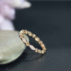 Geburtssteine für November natürlichen Citrin und Diamant Ehering voller Ewigkeit fest 14K Weissgold Verlobungsring Jahrestag Ring