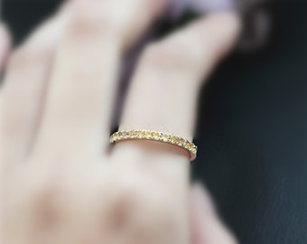 SALE!!!November Birthstone, Natural Citrine Wedding Ring Half Eternity, Solid 14K White Gold, Engagement Ring, Anniversary Ring