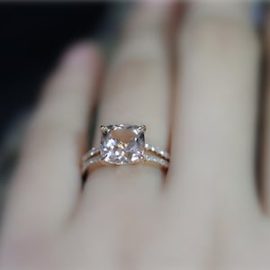 2.5ct Cushion Cut Natural VS Morganite Ring Solid 14K Rose Gold Ring Diamond Ring Wedding Ring Promise Ring Anniversary Ring Engagement Ring