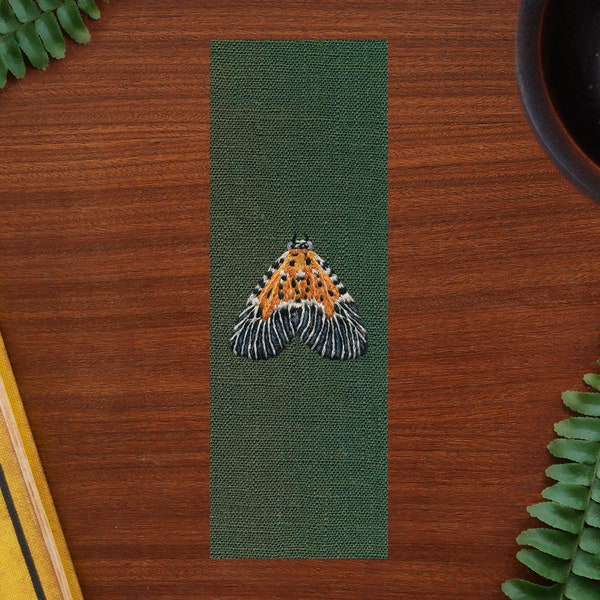 Moth embroidery //  Bookmark