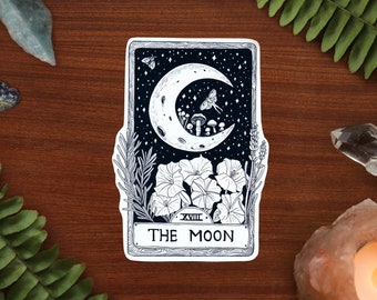La carta del tarot de la luna // Pegatina de vinilo